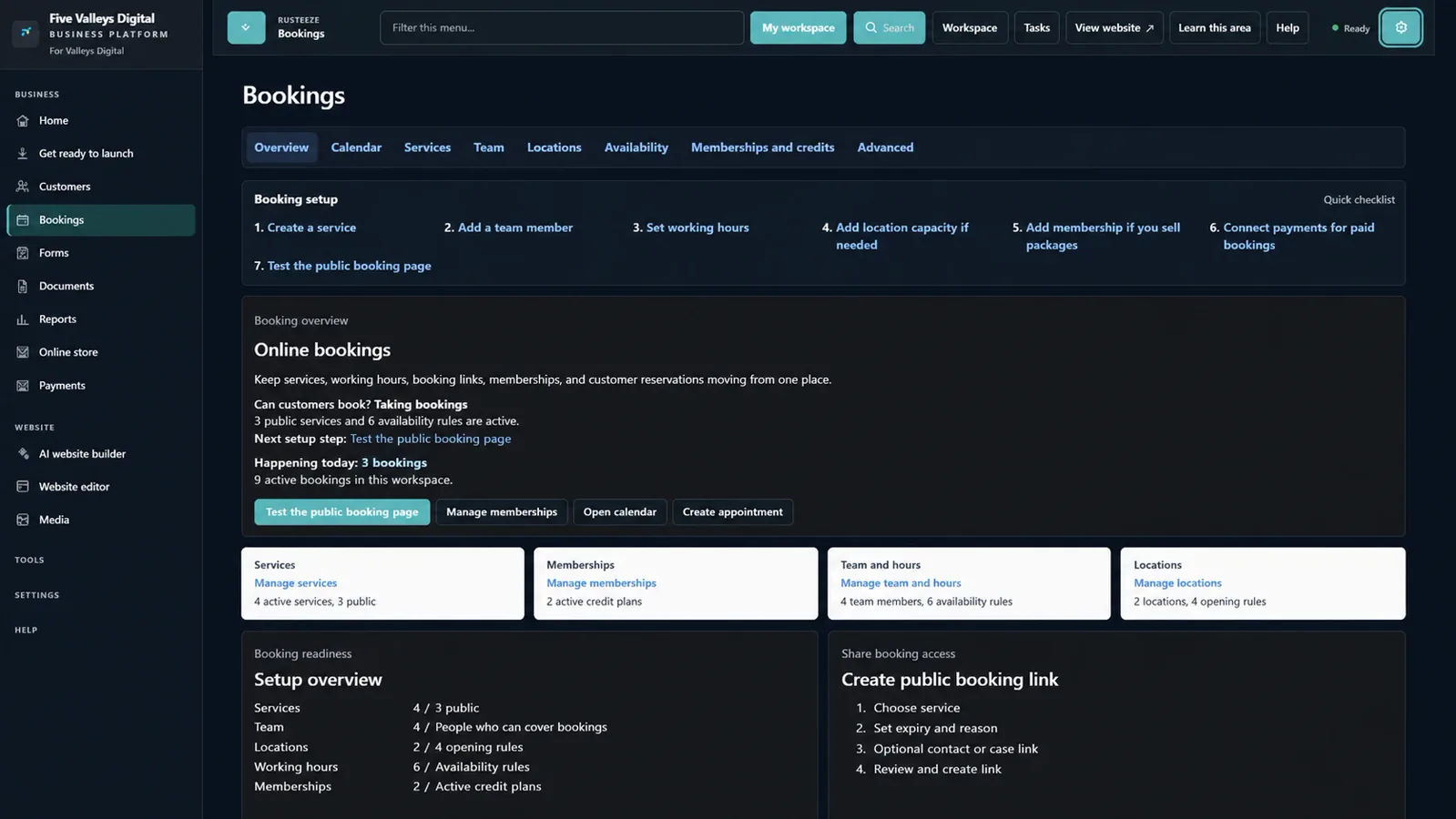Booking management inside Rusteeze